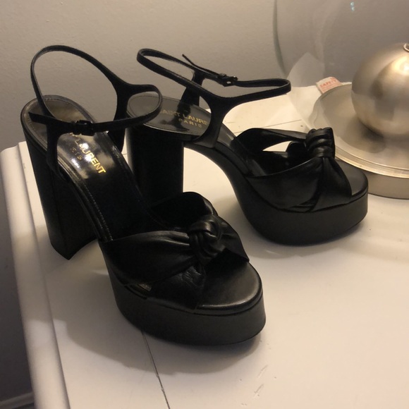 SAINT LAURENT black platform sandals size 37 Only used once!!With original box!! - Picture 4 of 5